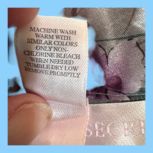 Victorias Secret Floral Satin Robe Waist Tie Flowers One Size Silver Purple - Picture 7 of 8